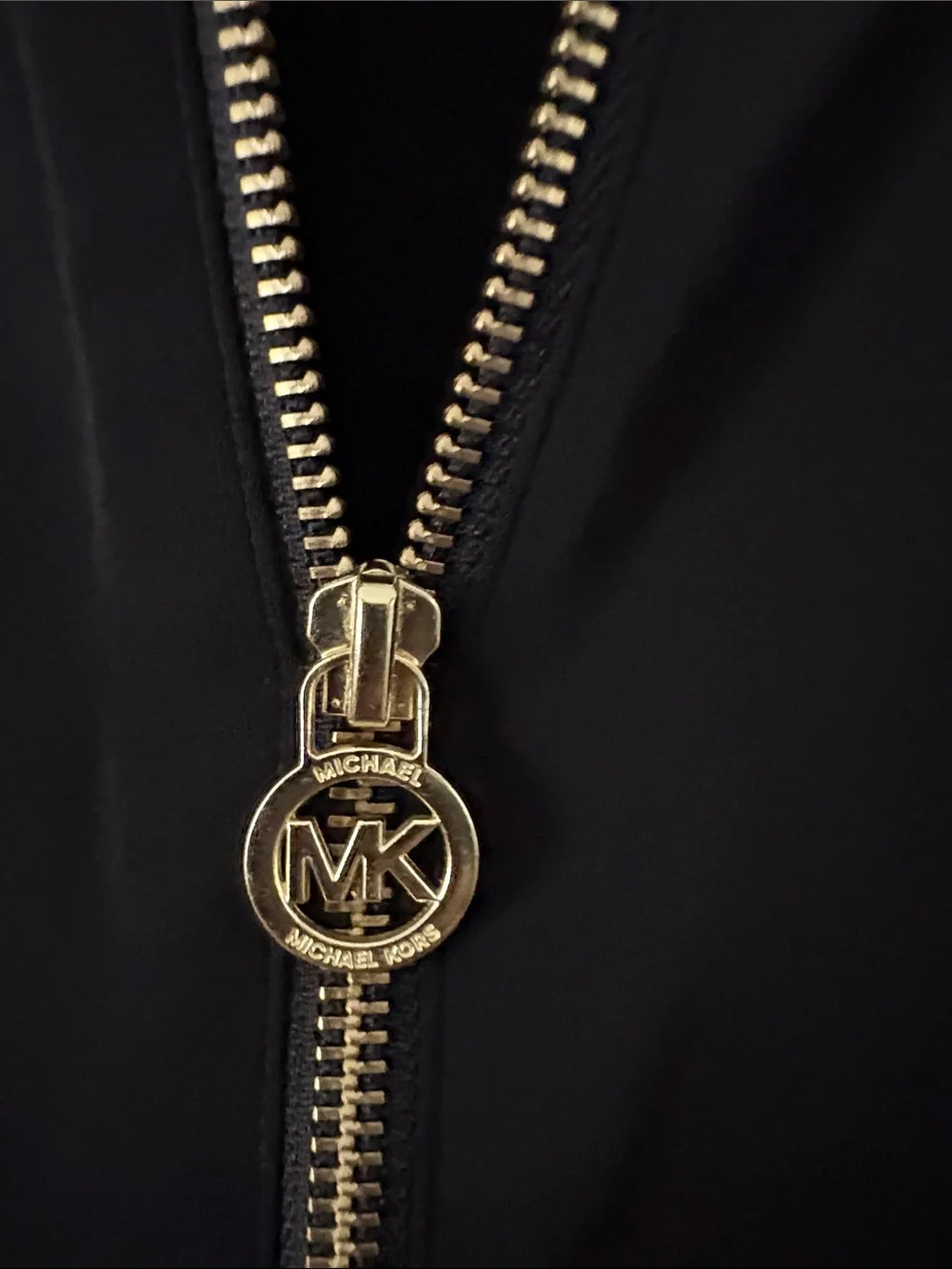 Michael Kors Black Puff-Sleeve Top with Gold Zip